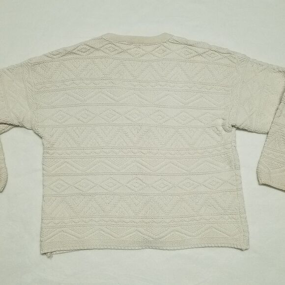 VINTAGE 80s GAP Cream Aztec Print Cropped Sweater - Picture 8 of 11